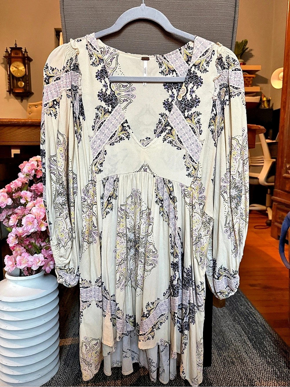 Free People Say You Love Me Mini Dress Cream & Purple